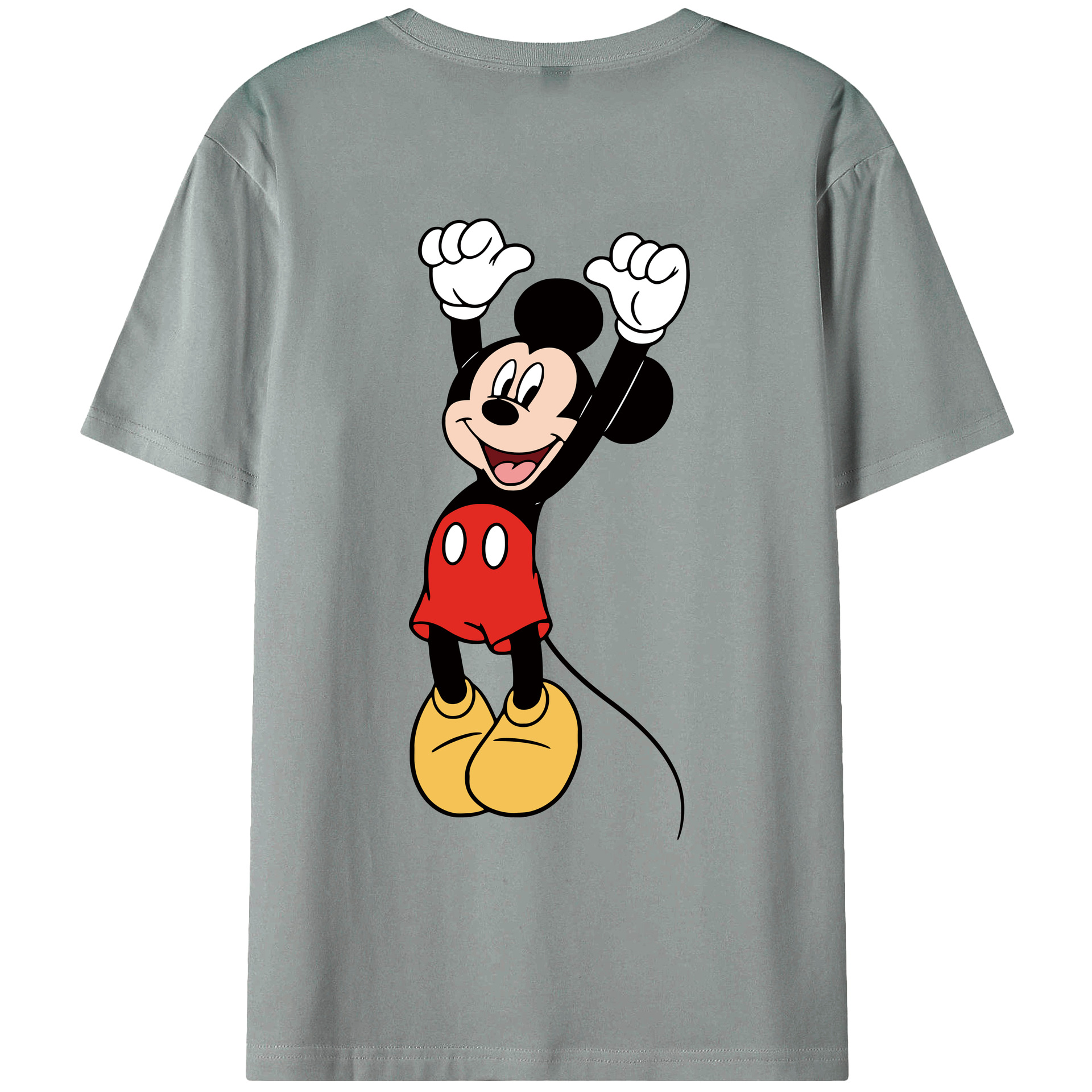 ミッキーマウス Mickey Mouse 綿100％ メンズ半袖Tシャツ（バックプリント） 通気性